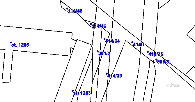 Parcela st. 391/2 v KÚ Muglinov, Katastrální mapa