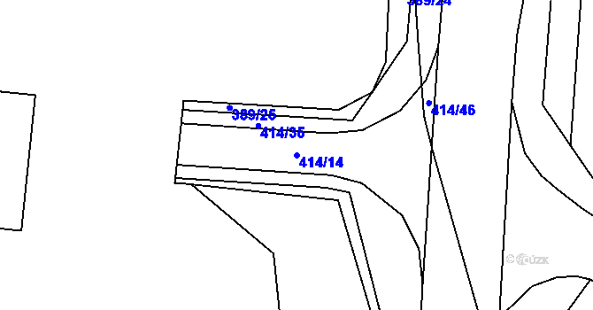 Parcela st. 414/14 v KÚ Muglinov, Katastrální mapa