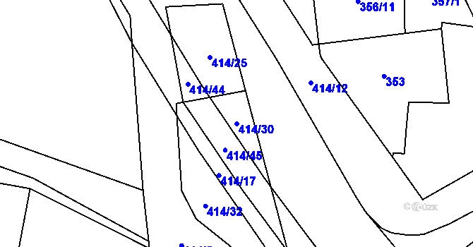 Parcela st. 414/30 v KÚ Muglinov, Katastrální mapa