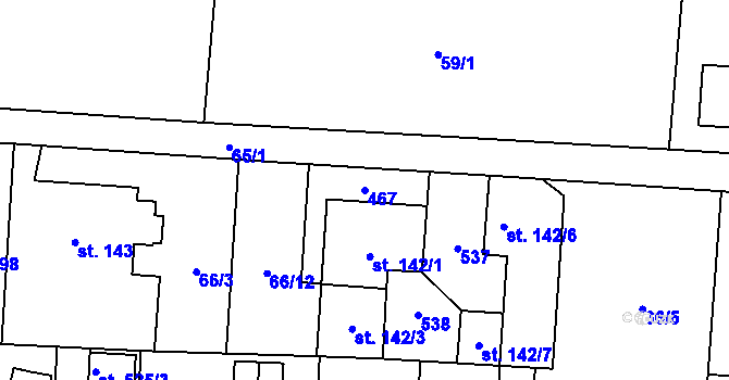 Parcela st. 467 v KÚ Muglinov, Katastrální mapa