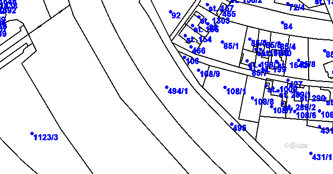 Parcela st. 494/1 v KÚ Muglinov, Katastrální mapa