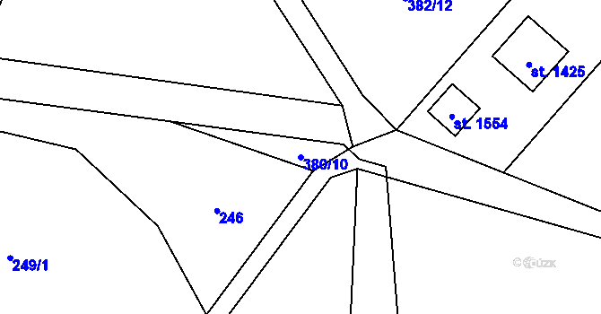 Parcela st. 380/10 v KÚ Muglinov, Katastrální mapa