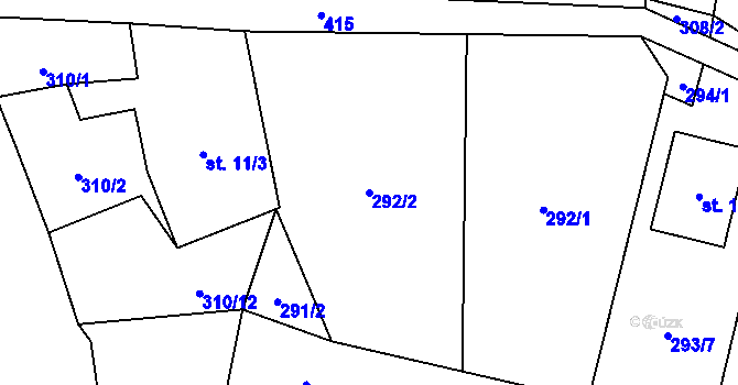 Parcela st. 292/2 v KÚ Muglinov, Katastrální mapa