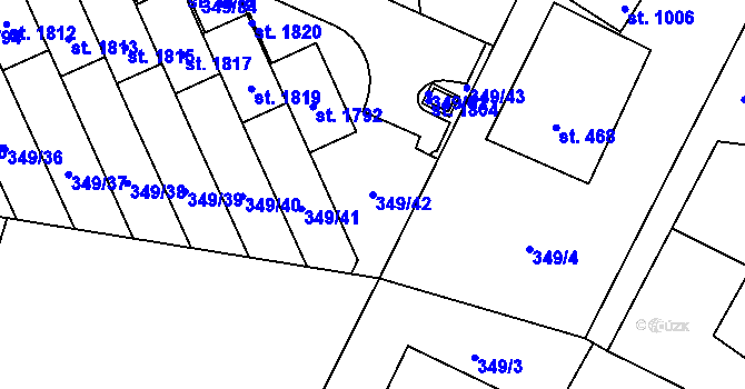 Parcela st. 349/42 v KÚ Muglinov, Katastrální mapa