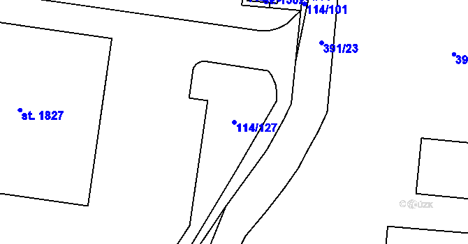 Parcela st. 114/127 v KÚ Muglinov, Katastrální mapa