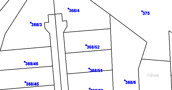 Parcela st. 368/52 v KÚ Muglinov, Katastrální mapa
