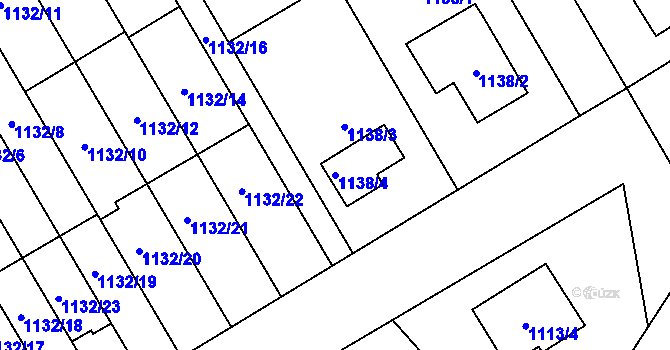 Parcela st. 1138/4 v KÚ Radvanice, Katastrální mapa