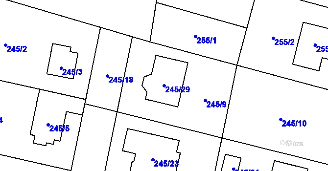 Parcela st. 245/29 v KÚ Radvanice, Katastrální mapa