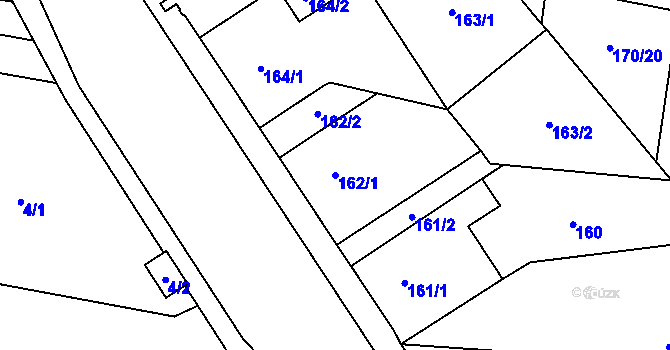 Parcela st. 162/1 v KÚ Radvanice, Katastrální mapa