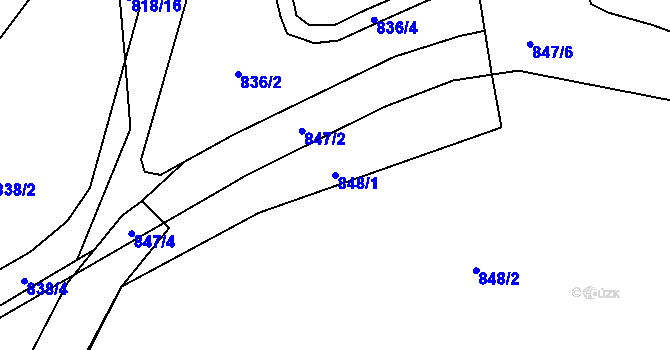 Parcela st. 848/1 v KÚ Radvanice, Katastrální mapa