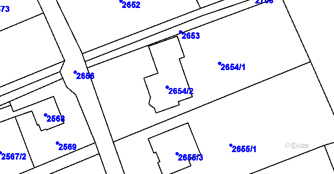 Parcela st. 2654/2 v KÚ Radvanice, Katastrální mapa