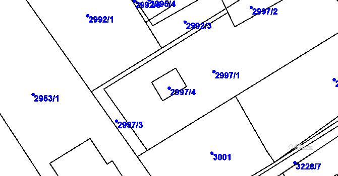 Parcela st. 2997/4 v KÚ Radvanice, Katastrální mapa