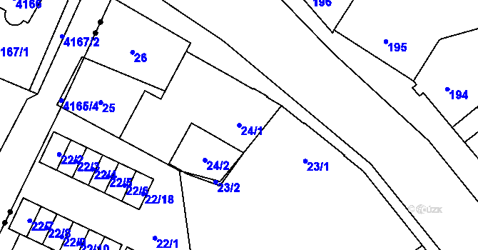 Parcela st. 24/1 v KÚ Radvanice, Katastrální mapa