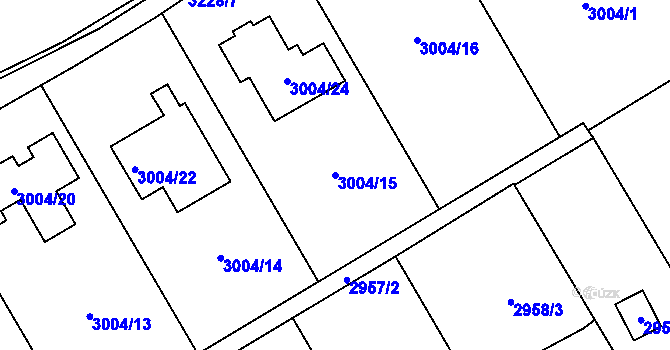 Parcela st. 3004/15 v KÚ Radvanice, Katastrální mapa