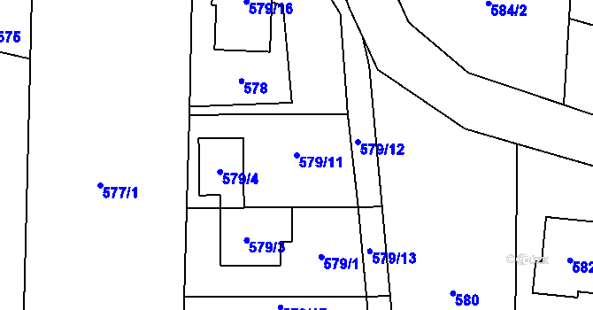Parcela st. 579/11 v KÚ Radvanice, Katastrální mapa