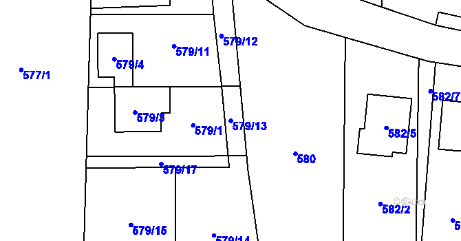 Parcela st. 579/13 v KÚ Radvanice, Katastrální mapa
