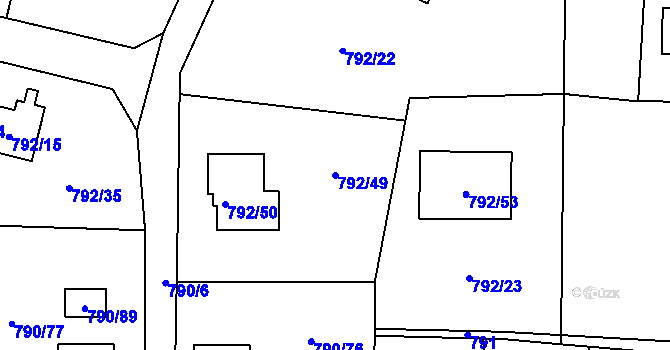 Parcela st. 792/49 v KÚ Radvanice, Katastrální mapa