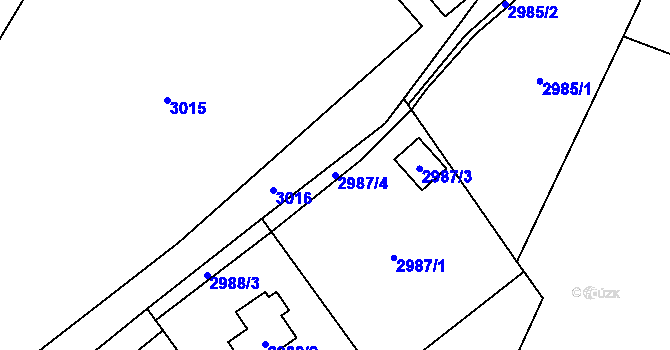 Parcela st. 2987/4 v KÚ Radvanice, Katastrální mapa