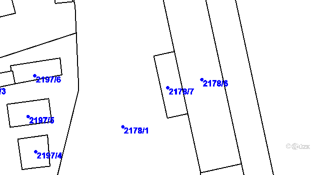 Parcela st. 2178/7 v KÚ Radvanice, Katastrální mapa