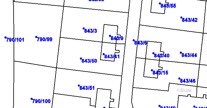 Parcela st. 843/41 v KÚ Radvanice, Katastrální mapa