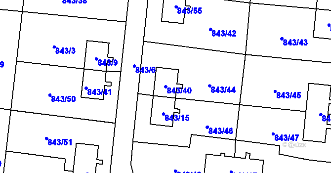 Parcela st. 843/40 v KÚ Radvanice, Katastrální mapa