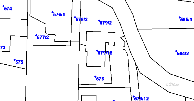 Parcela st. 579/16 v KÚ Radvanice, Katastrální mapa