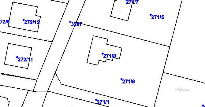Parcela st. 271/8 v KÚ Radvanice, Katastrální mapa