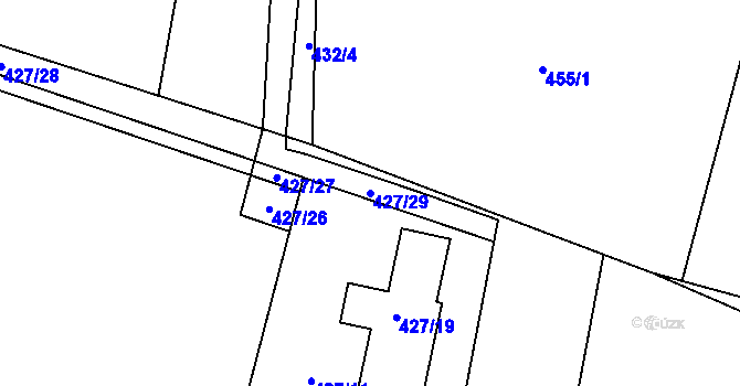 Parcela st. 427/29 v KÚ Radvanice, Katastrální mapa