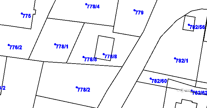 Parcela st. 778/8 v KÚ Radvanice, Katastrální mapa