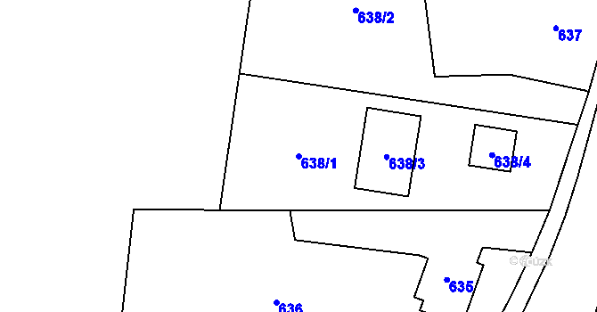Parcela st. 638/1 v KÚ Radvanice, Katastrální mapa