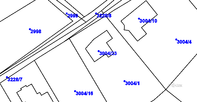 Parcela st. 3004/23 v KÚ Radvanice, Katastrální mapa