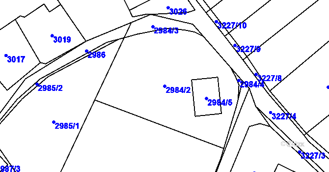 Parcela st. 2984/2 v KÚ Radvanice, Katastrální mapa