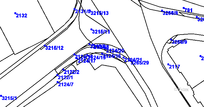 Parcela st. 2124/16 v KÚ Radvanice, Katastrální mapa
