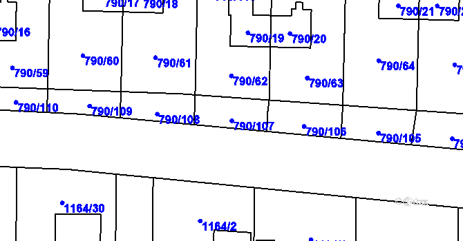 Parcela st. 790/107 v KÚ Radvanice, Katastrální mapa