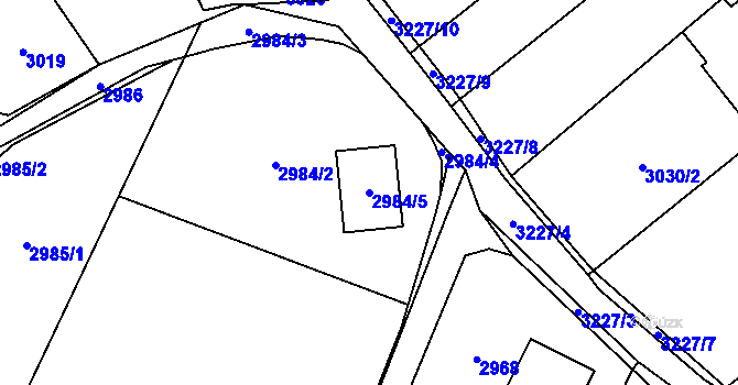 Parcela st. 2984/5 v KÚ Radvanice, Katastrální mapa
