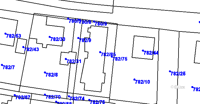 Parcela st. 782/85 v KÚ Radvanice, Katastrální mapa
