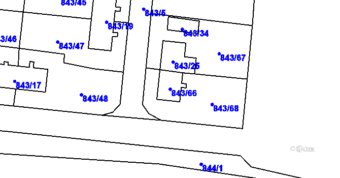Parcela st. 843/66 v KÚ Radvanice, Katastrální mapa
