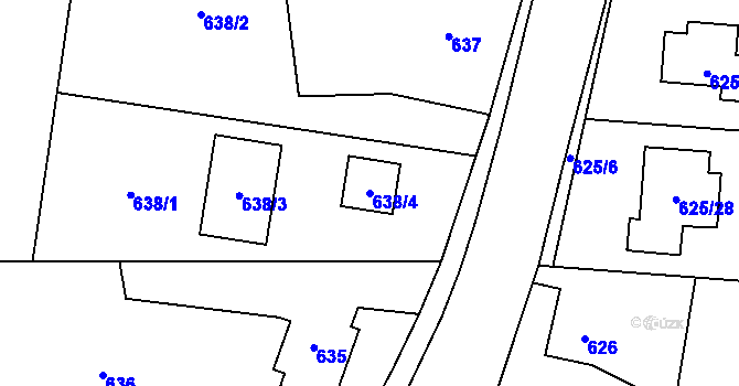 Parcela st. 638/4 v KÚ Radvanice, Katastrální mapa