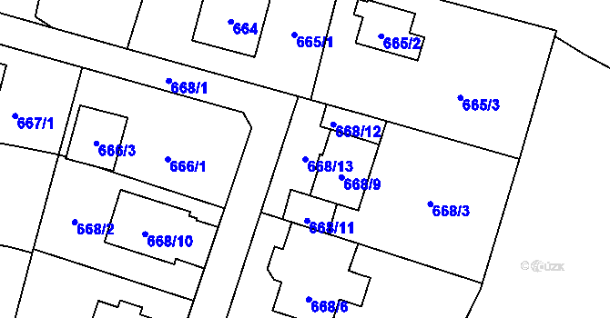 Parcela st. 668/13 v KÚ Radvanice, Katastrální mapa