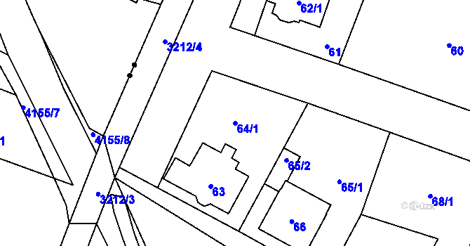 Parcela st. 64/1 v KÚ Radvanice, Katastrální mapa