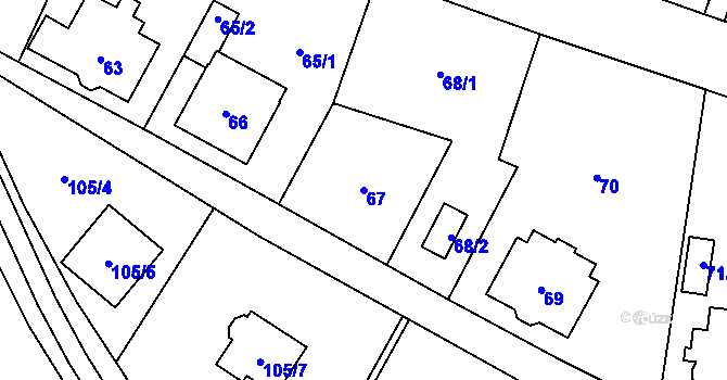 Parcela st. 67 v KÚ Radvanice, Katastrální mapa
