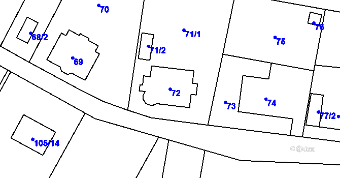 Parcela st. 72 v KÚ Radvanice, Katastrální mapa