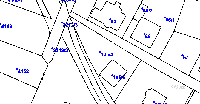 Parcela st. 105/4 v KÚ Radvanice, Katastrální mapa
