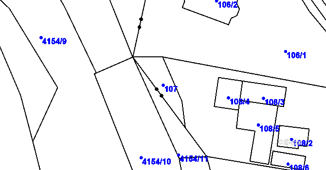 Parcela st. 107 v KÚ Radvanice, Katastrální mapa
