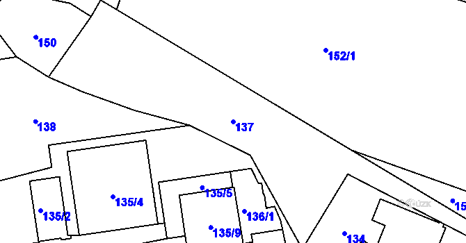 Parcela st. 137 v KÚ Radvanice, Katastrální mapa