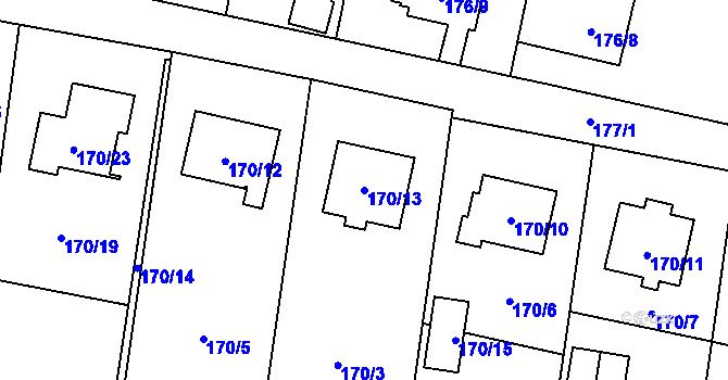 Parcela st. 170/13 v KÚ Radvanice, Katastrální mapa
