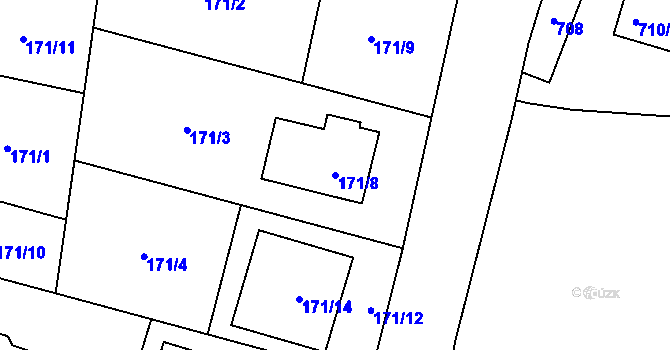 Parcela st. 171/8 v KÚ Radvanice, Katastrální mapa