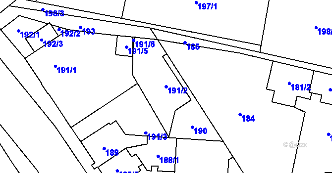 Parcela st. 191/2 v KÚ Radvanice, Katastrální mapa