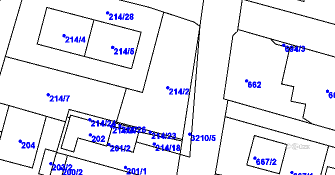Parcela st. 214/2 v KÚ Radvanice, Katastrální mapa