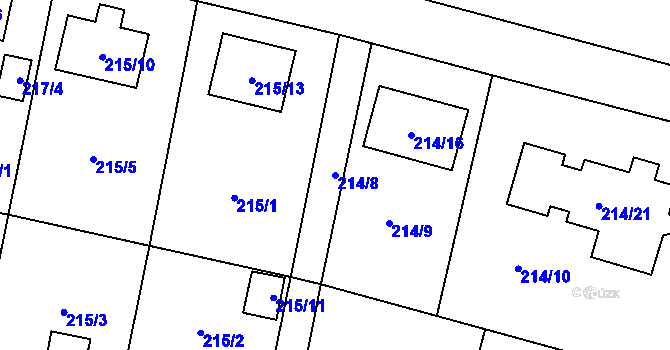 Parcela st. 214/8 v KÚ Radvanice, Katastrální mapa